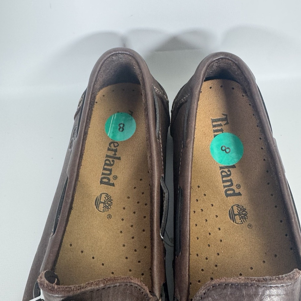 New Timberland Leather Loafers Womens Size 8 Dark Brown Lace Up Slip On - Picture 9 of 10